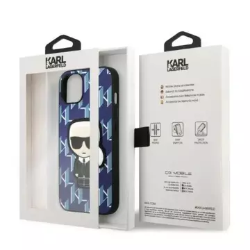 Handyschutzhülle Karl Lagerfeld KLHCP13MPMNIKBL für Apple iPhone 13 6.1" Hardcase blau/blau Monogram Ikonik Patch