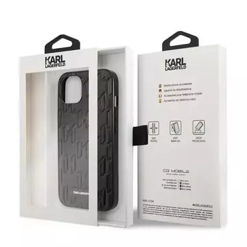 Handyschutzhülle Karl Lagerfeld KLHCP13SMNMP1K für Apple iPhone 13 Mini 5.4" Hardcase schwarz/schwarz Monogram Plaque