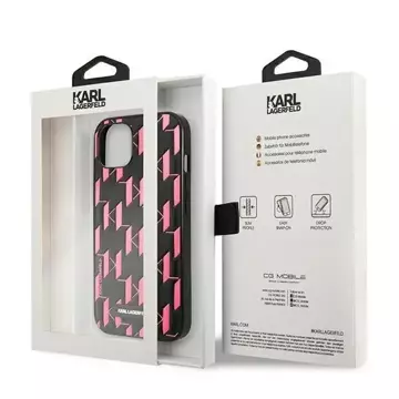 Handyschutzhülle Karl Lagerfeld KLHCP13SMNMP1P für Apple iPhone 13 Mini 5.4" Hardcase Pink/Pink Monogram Plaque