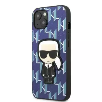 Handyschutzhülle Karl Lagerfeld KLHCP13SPMNIKBL für Apple iPhone 13 Mini 5.4" Hardcase blau/blau Monogram Ikonik Patch