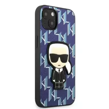 Handyschutzhülle Karl Lagerfeld KLHCP13SPMNIKBL für Apple iPhone 13 Mini 5.4" Hardcase blau/blau Monogram Ikonik Patch