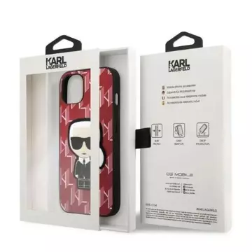 Handyschutzhülle Karl Lagerfeld KLHCP13SPMNIKPI für Apple iPhone 13 Mini 5.4" Hardcase rot/rot Monogram Ikonik Patch