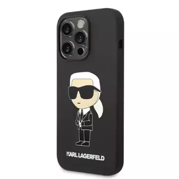 Handyschutzhülle Karl Lagerfeld KLHCP14LSNIKBCK für Apple iPhone 14 Pro 6.1" Hardcase schwarz/schwarz Silikon Ikonik