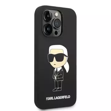 Handyschutzhülle Karl Lagerfeld KLHCP14LSNIKBCK für Apple iPhone 14 Pro 6.1" Hardcase schwarz/schwarz Silikon Ikonik