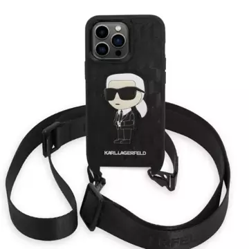 Handyschutzhülle Karl Lagerfeld KLHCP14LSTKMK für Apple iPhone 14 Pro 6.1" schwarz/schwarz Hardcase Monogram Ikonik Patch