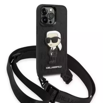 Handyschutzhülle Karl Lagerfeld KLHCP14LSTKMK für Apple iPhone 14 Pro 6.1" schwarz/schwarz Hardcase Monogram Ikonik Patch