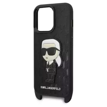 Handyschutzhülle Karl Lagerfeld KLHCP14LSTKMK für Apple iPhone 14 Pro 6.1" schwarz/schwarz Hardcase Monogram Ikonik Patch