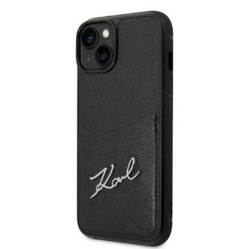 Handyschutzhülle Karl Lagerfeld KLHCP14SCSSK für Apple iPhone 14 6.1" Hardcase schwarz/schwarz Signature Logo Cardslot