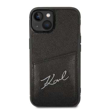 Handyschutzhülle Karl Lagerfeld KLHCP14SCSSK für Apple iPhone 14 6.1" Hardcase schwarz/schwarz Signature Logo Cardslot