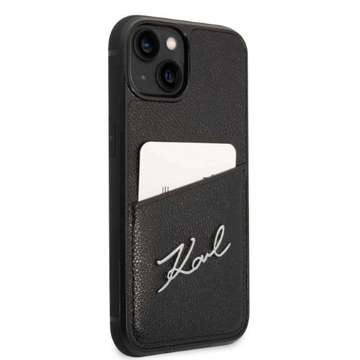 Handyschutzhülle Karl Lagerfeld KLHCP14SCSSK für Apple iPhone 14 6.1" Hardcase schwarz/schwarz Signature Logo Cardslot