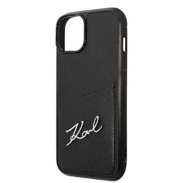 Handyschutzhülle Karl Lagerfeld KLHCP14SCSSK für Apple iPhone 14 6.1" Hardcase schwarz/schwarz Signature Logo Cardslot