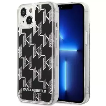 Handyschutzhülle Karl Lagerfeld KLHCP14SLMNMK für Apple iPhone 14 6.1" Hardcase schwarz/schwarz Liquid Glitter Monogram