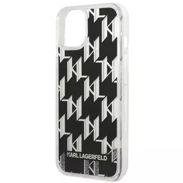 Handyschutzhülle Karl Lagerfeld KLHCP14SLMNMK für Apple iPhone 14 6.1" Hardcase schwarz/schwarz Liquid Glitter Monogram