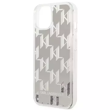 Handyschutzhülle Karl Lagerfeld KLHCP14SLMNMS für Apple iPhone 14 6.1" Hardcase Silber/Silber Liquid Glitter Monogram