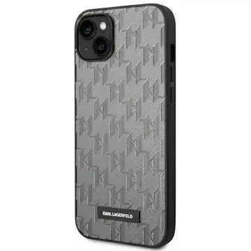 Handyschutzhülle Karl Lagerfeld KLHCP14SSAKLHPG für Apple iPhone 14 6.1" Hardcase grau/grau Saffiano Mono Metal Logo