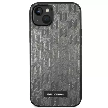 Handyschutzhülle Karl Lagerfeld KLHCP14SSAKLHPG für Apple iPhone 14 6.1" Hardcase grau/grau Saffiano Mono Metal Logo