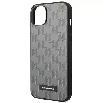 Handyschutzhülle Karl Lagerfeld KLHCP14SSAKLHPG für Apple iPhone 14 6.1" Hardcase grau/grau Saffiano Mono Metal Logo