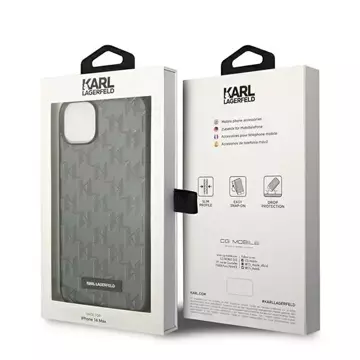 Handyschutzhülle Karl Lagerfeld KLHCP14SSAKLHPG für Apple iPhone 14 6.1" Hardcase grau/grau Saffiano Mono Metal Logo