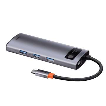 Hub 5w1 Baseus Metal Gleam Series, USB-C für 3x USB 3.0 HDMI USB-C PD