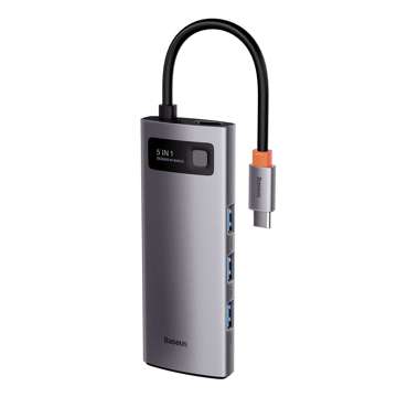 Hub 5w1 Baseus Metal Gleam Series, USB-C für 3x USB 3.0 HDMI USB-C PD