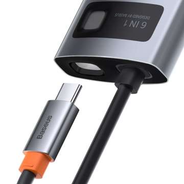 Hub 6w1 Baseus Metal Gleam Series, USB-C für 3x USB 3.0 HDMI USB-C PD Ethernet RJ45