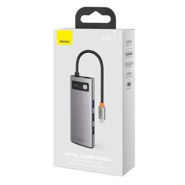 Hub 6w1 Baseus Metal Gleam Series, USB-C für 3x USB 3.0 HDMI USB-C PD Ethernet RJ45