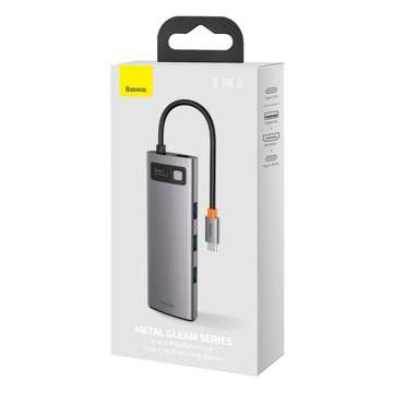 Hub 8w1 Baseus Metal Gleam Series, USB-C für 3x USB 3.0 HDMI USB-C PD Ethernet RJ45 microSD/SD