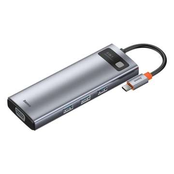 Hub 9w1 Baseus Metal Gleam Series, USB-C für 3x USB 3.0 HDMI USB-C PD Ethernet RJ45 microSD/SD VGA