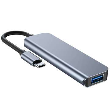 Hubadapter USB V1-HUB 4w1 USB-C Grau