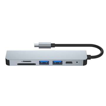 Hubadapter USB V4-HUB 6w1 USB-C Grau