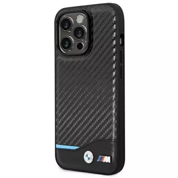 Hülle BMW BMHCP14X22NBCK für iPhone 14 Pro Max 6.7" Leder Carbon schwarz/schwarz