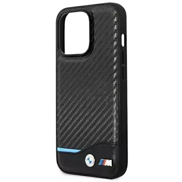 Hülle BMW BMHCP14X22NBCK für iPhone 14 Pro Max 6.7" Leder Carbon schwarz/schwarz