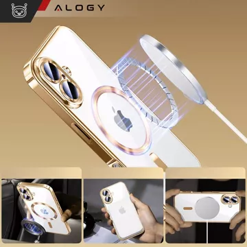 Hülle MagSafe Hülle für iPhone 16 Glamour Luxus Slim Ring Cover Alogy Gold Transparent