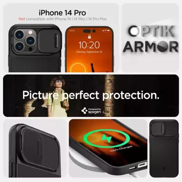 Hülle Spigen Optics Armor Mag MagSafe für Apple iPhone 14 Pro Schwarz