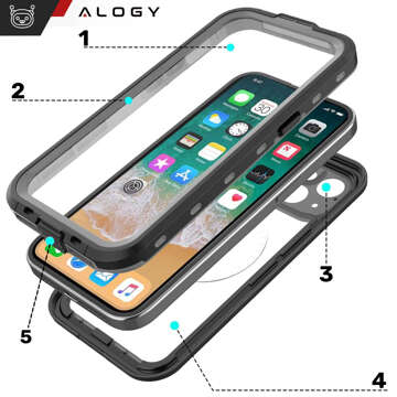 Hülle für Apple iPhone 15 Pro Max Armored 360 Hülle für Mag Safe wasserdicht Armor IP68 Alogy schwarz