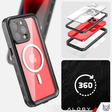 Hülle für Apple iPhone 15 Pro Max Armored 360 Hülle für Mag Safe wasserdicht Armor IP68 Alogy schwarz