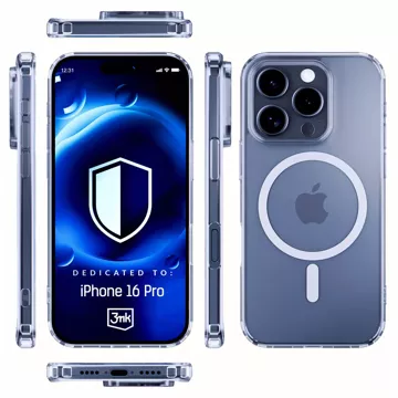 Hülle für Apple iPhone 16 Pro für MagSafe 3mk MagCase, verstärktes Gehäuse, gepanzerte, transparente Rückseite