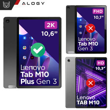 Hülle für Lenovo Tab M10 Plus 10.6 2022 3gen 3gen TB128XU TB125FU Hülle 360 ​​​​Drehbar Alogy Schwarzes Glas