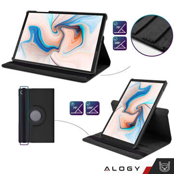 Hülle für Lenovo Tab M10 Plus 10.6 2022 3gen 3gen TB128XU TB125FU Hülle 360 ​​​​Drehbar Alogy Schwarzes Glas