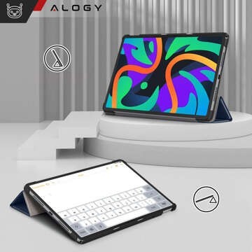 Hülle für Lenovo Tab M11 10,95 Zoll TB330FU / TB330XU / TB331FC, Buchhülle mit Klappgehäuse, Case Cover Alogy, Marineblauer Glasstift