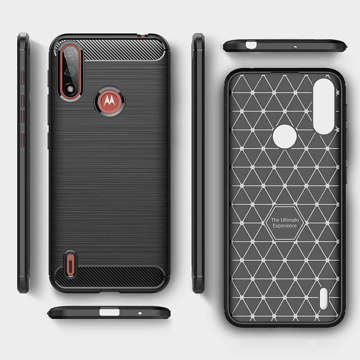 Hülle für Motorola Moto E7 / E7i Power Alogy Rugged Armor TPU Carbon Black Hülle