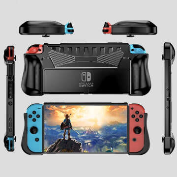 Hülle für Nintendo Switch OLED-Gehäuse Case verstärkte Griffabdeckung Alogy Black