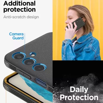 Hülle für Samsung Galaxy A35 5G Spigen Essential SandBlast Case Rückseite mattschwarz Mattschwarz