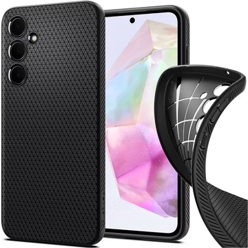 Hülle für Samsung Galaxy A35 5G Spigen Liquid Air Case mattschwarze Rückseite Mattschwarzes Glas