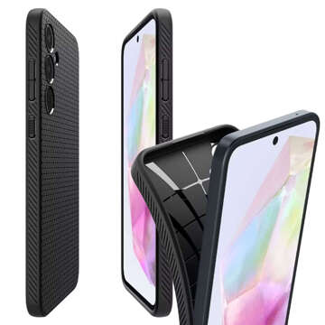 Hülle für Samsung Galaxy A35 5G Spigen Liquid Air Case mattschwarze Rückseite Mattschwarzes Glas