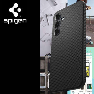 Hülle für Samsung Galaxy A35 5G Spigen Liquid Air Case mattschwarze Rückseite Mattschwarzes Glas