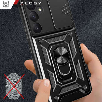 Hülle für Samsung Galaxy A55 5G Gepanzerte Schiebehülle Ringgehäuse Kameraschutz Camshield Alogy Schwarz