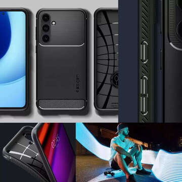 Hülle für Samsung Galaxy S23 FE Spigen Case schwarze Rückseite Rugged Armor Matte Black Glass