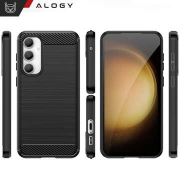 Hülle für Samsung Galaxy S23 FE gepanzerte Rückseite Handyhülle Alogy Carbon Silikon schwarz
