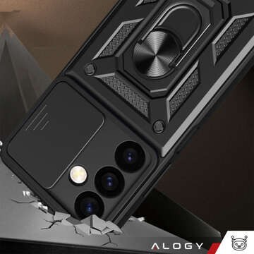 Hülle für Samsung Galaxy S23 FE gepanzertes Slide Case Ringgehäuse Kameraschutz Camshield Alogy schwarz